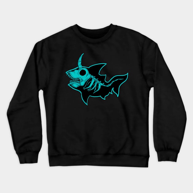 Unicorn Shark Blue Crewneck Sweatshirt by fakeface